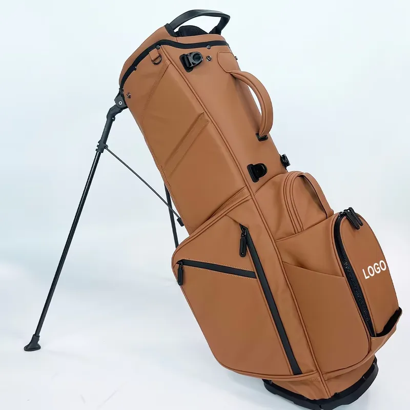 맞춤형 로고 자수 골프 스탠드 백 PU 가죽 브라운 선 - Sports Equipment Logo 리뷰 및 가격